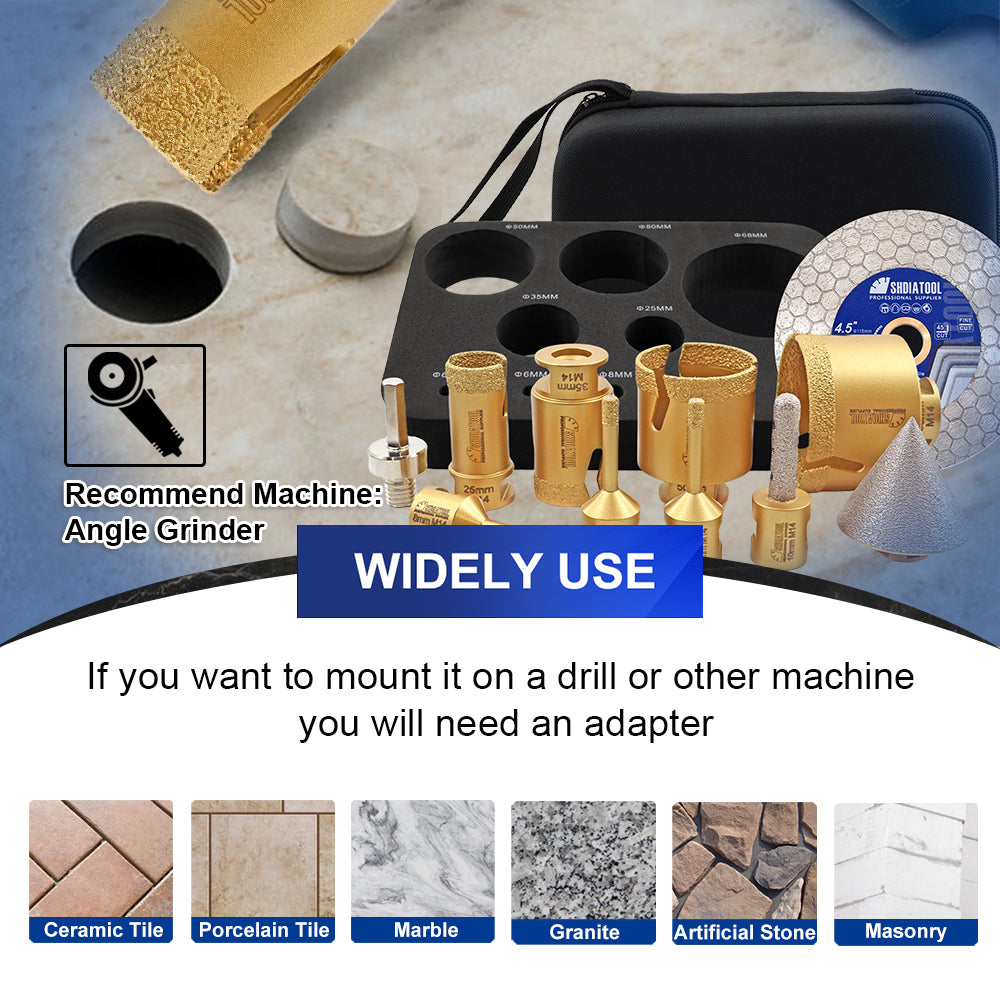 DE Warehouse SHDIATOOL 10pcs/kit Core Diamond Drill Bits Set For Ceramic Tile Porcelain