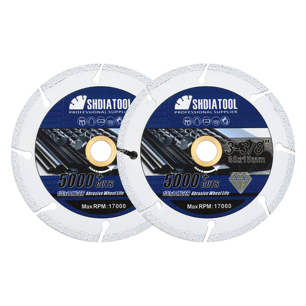 SHDIATOOL 2pcs Metal Cutting Disc 2"  3-3/8'' Saw Blade for Steel Tube Iron Rebar  Saw Blade
