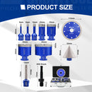 Shdiatool 11pcs 6-65MM Diamond 5/8-11 Drill Bit Kit 4.5 inch X Mesh Cutting Saw Blade for Ceramic Tile Porcelain Tile Marble