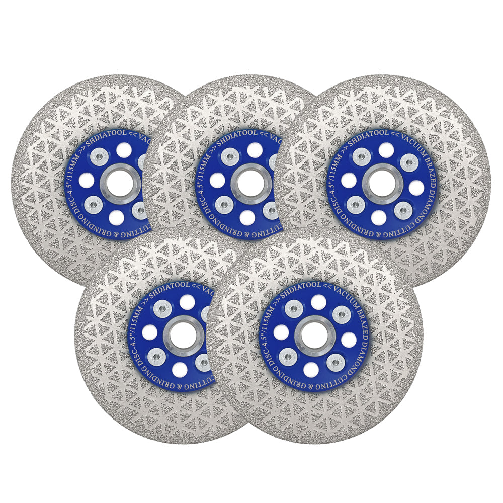 Saw Blades 5pcs 4/4.5/5"Cutting Grinding for Granite Concrete M14 or 5/8-11 Flange
