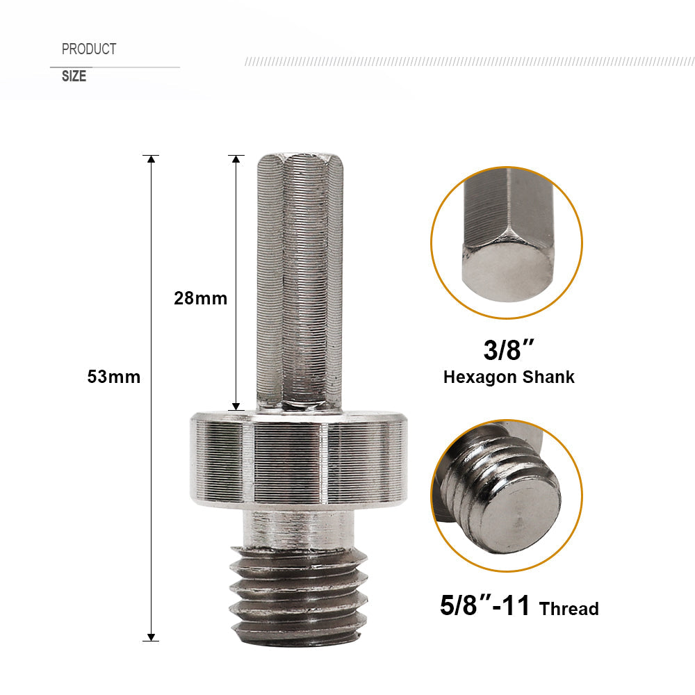 2pcs Core Drill Bit Adapter 5/8-11 thread or M14 thread to 3/8" Hexagon Shank - SHDIATOOL