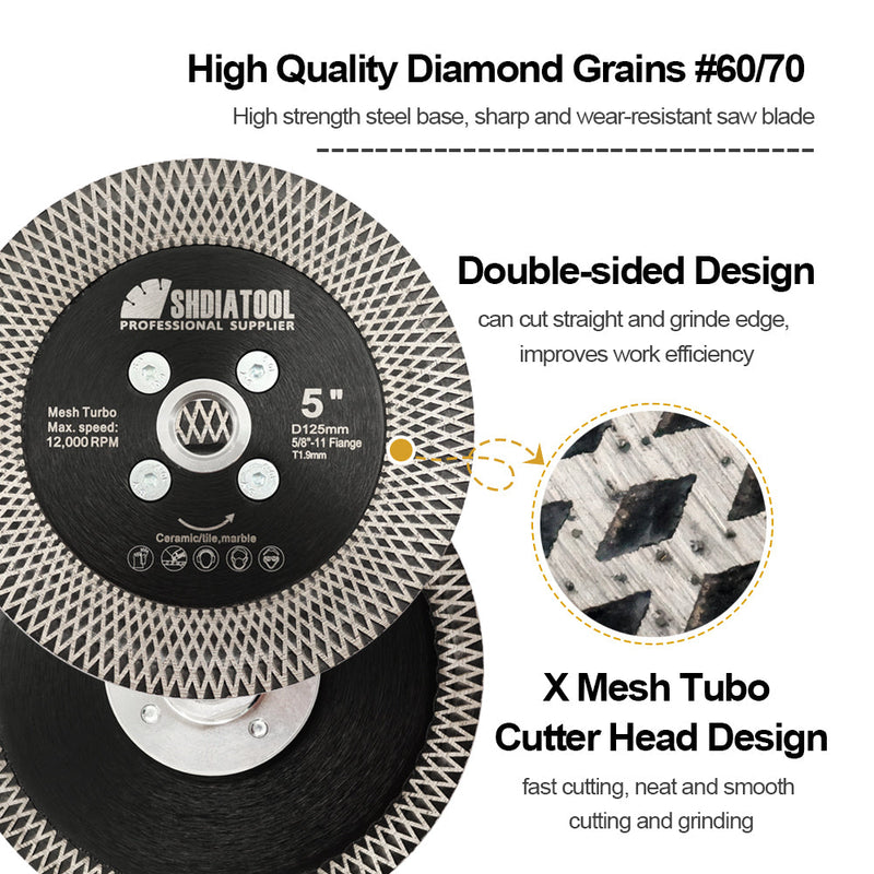 X Mesh Turbo Saw Blade Cutting Grinding Tile Ceramic Marble Stone with Flange