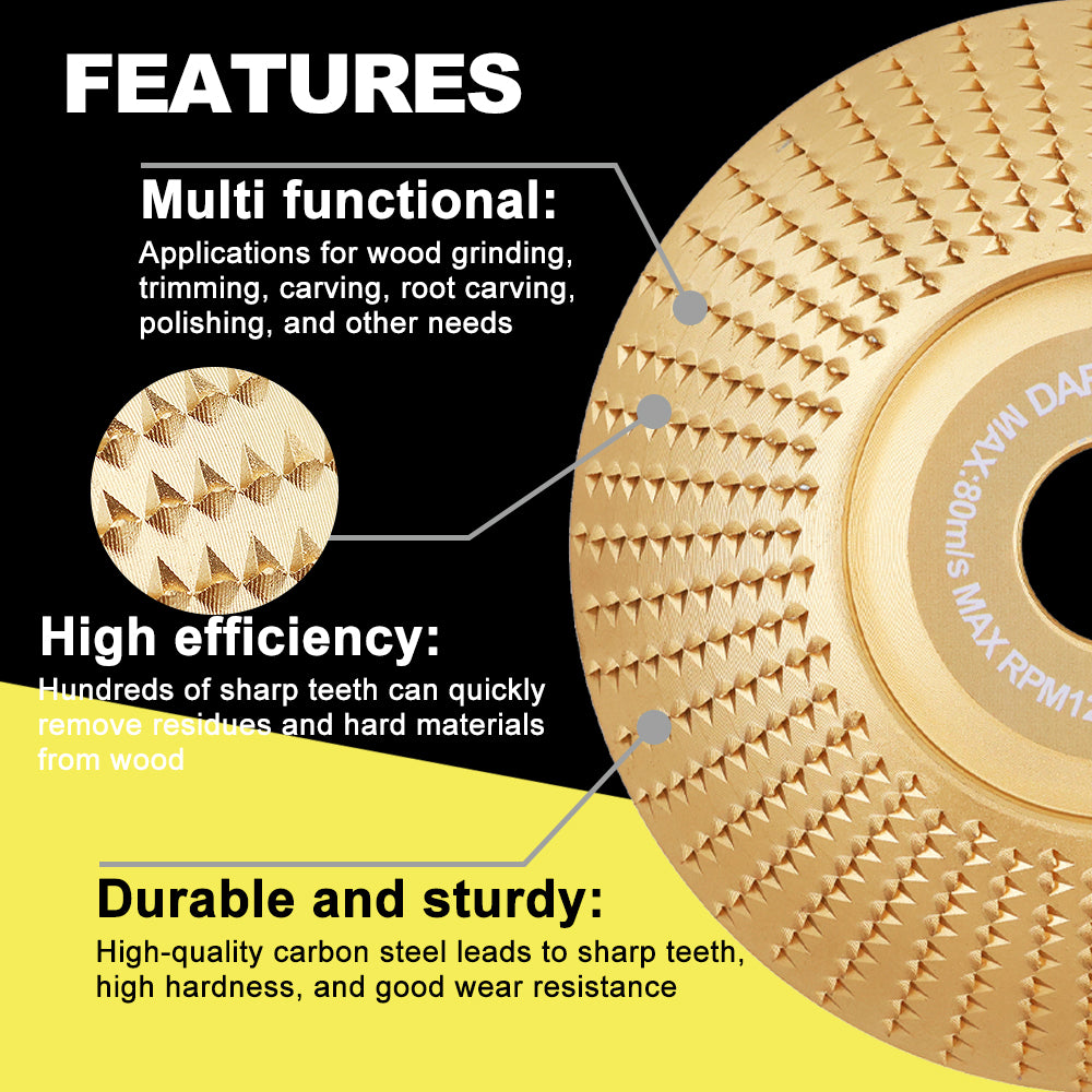 DARTOTEK 1pc 75/100/125mm  Wood Grinding Wheel Cup Wheel Milling Disc Plate Carving Profile Plain Bevel Camber Bowl Abrasive Tool Trimming