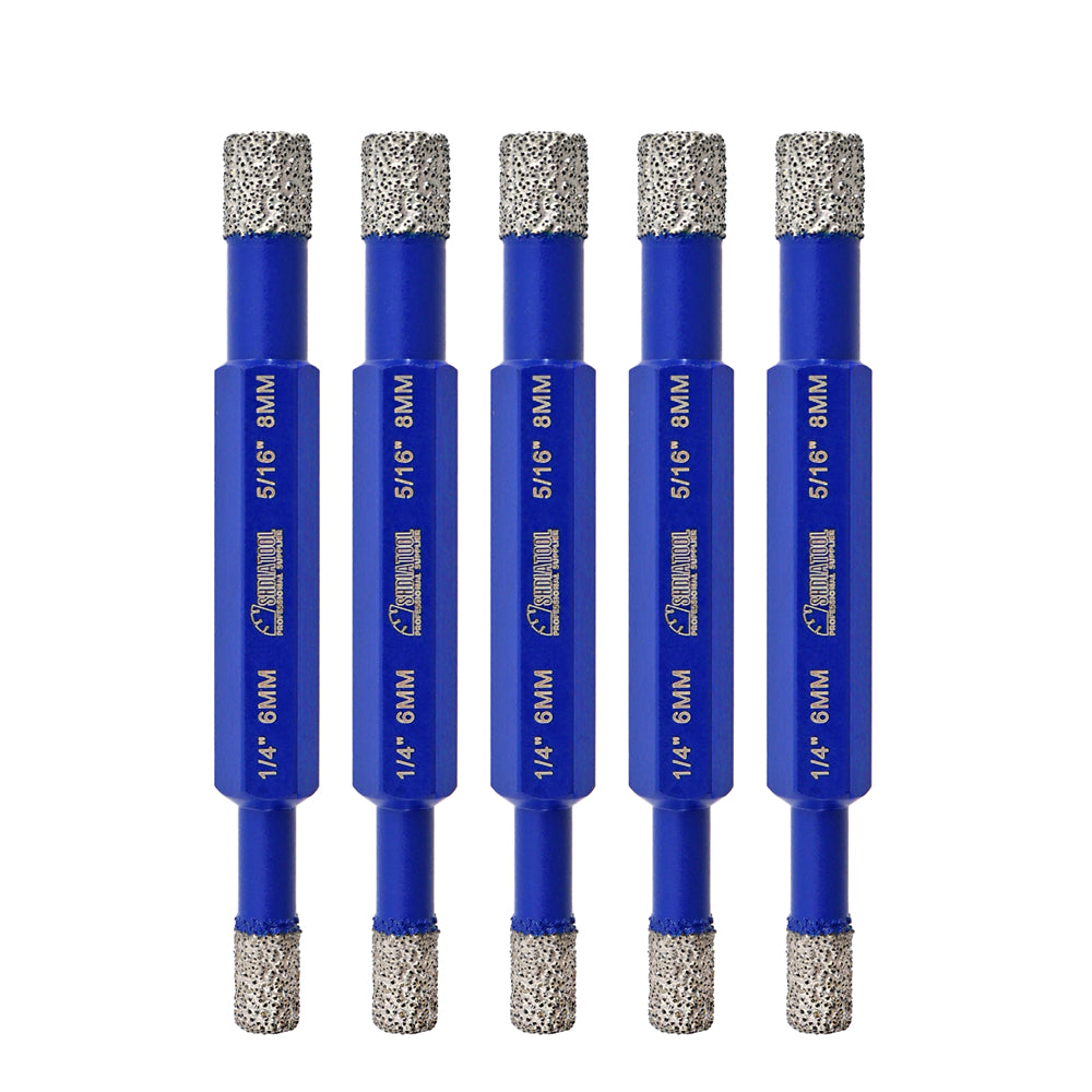 SHDIATOOL Diamond Drilling Core Bits 5pcs 6-6/8mm Granite Ceramic Masonry Marble Vacuum Brazed Hole Saw Hexagonal Shank