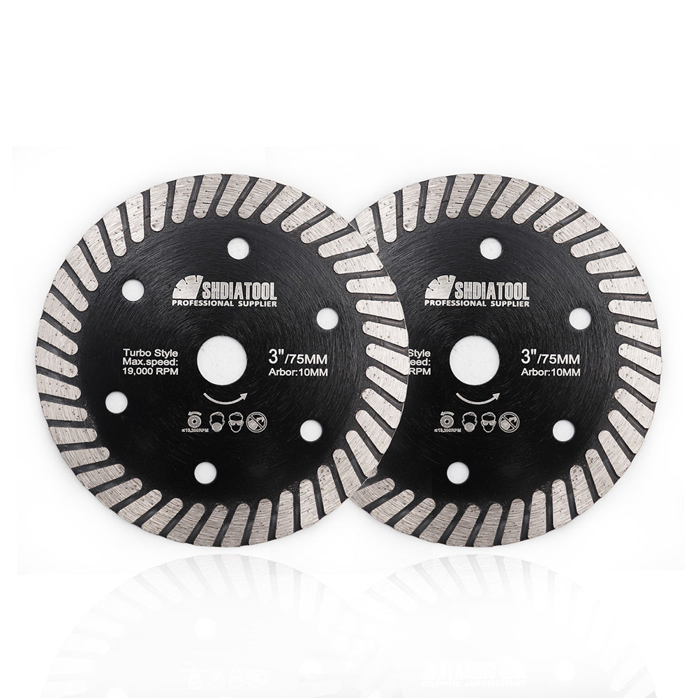 SHDIATOOL 2/10pcs 3inch Diamond Turbo Saw Blade Cutting Disc for Ceramics Tiles