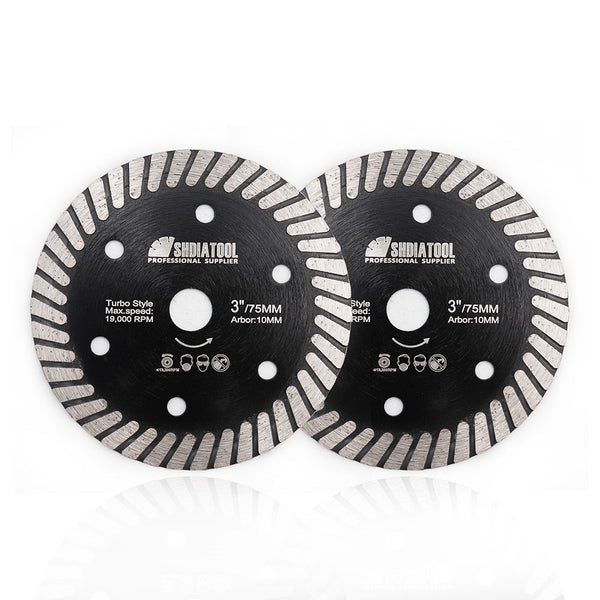 SHDIATOOL 2/10pcs 3inch Diamond Turbo Saw Blade Cutting Disc for Ceramics Tiles