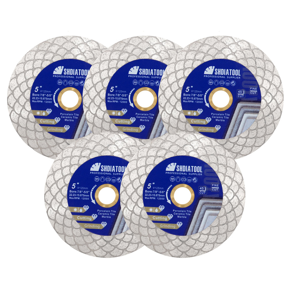 SHDIATOOL Diamond Cutting Grinding Disc 4.5"/5" Ceramic Tile Granite Saw Blade