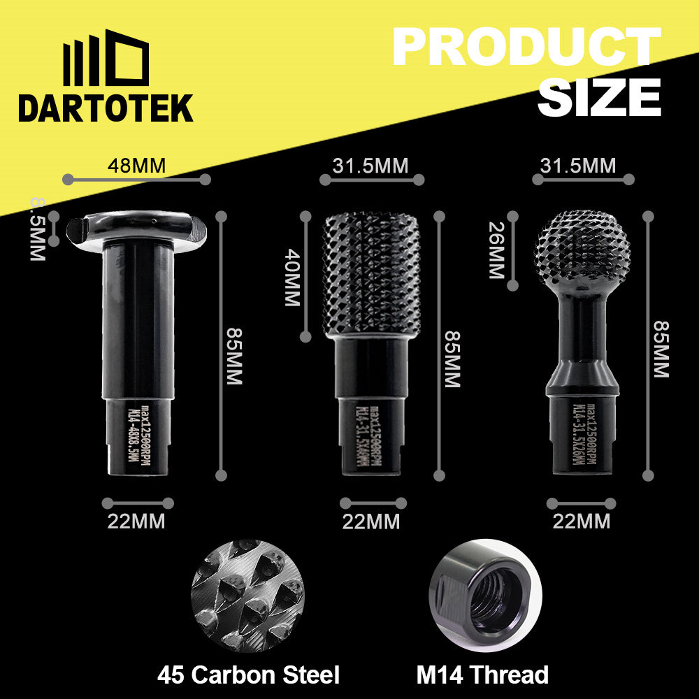 DARTOTEK File Drill Bits Wood Carving Bits Grinding Head Engraving Groove Countertop Woodworking Abrasive Tool Angle Grinder