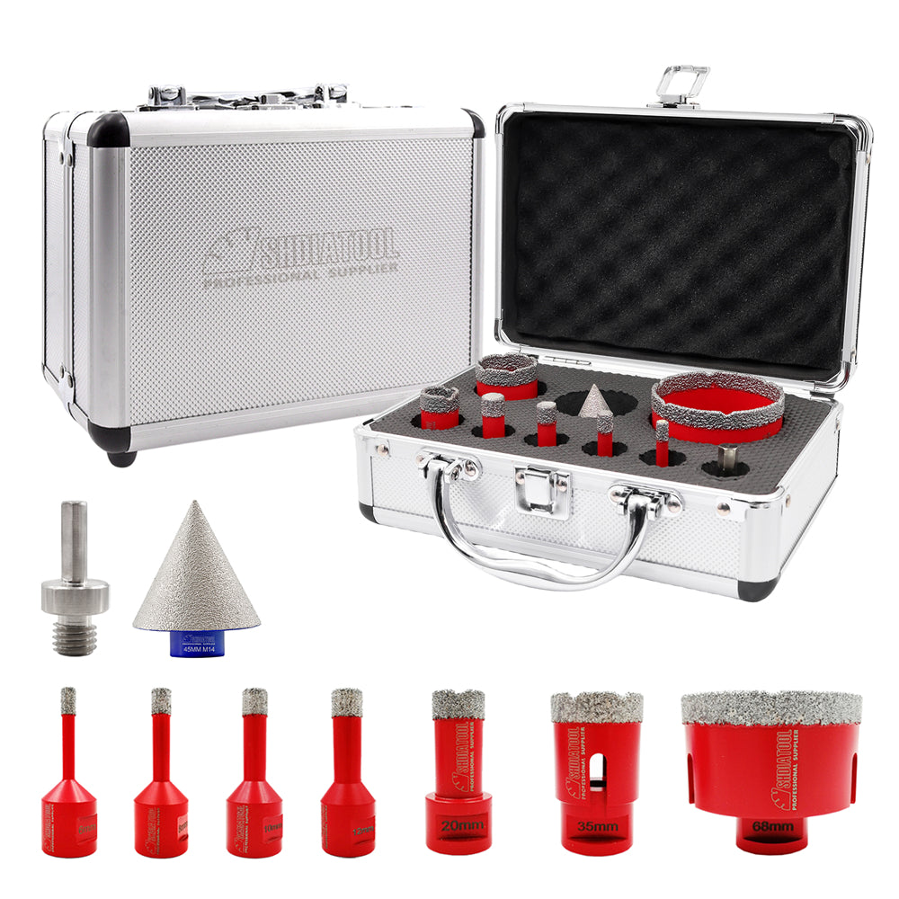 Shdiatool Diamond Core Drill Bits 9pcs/Kit Ceramic Tile Hole Saw Set