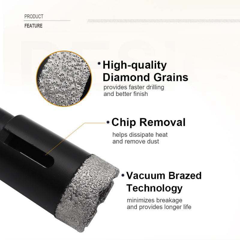 SHDIATOOL Diamond Core Drill Bits Set(6pcs) for Porcelain Tile Granite Marble 5/8-11 - SHDIATOOL
