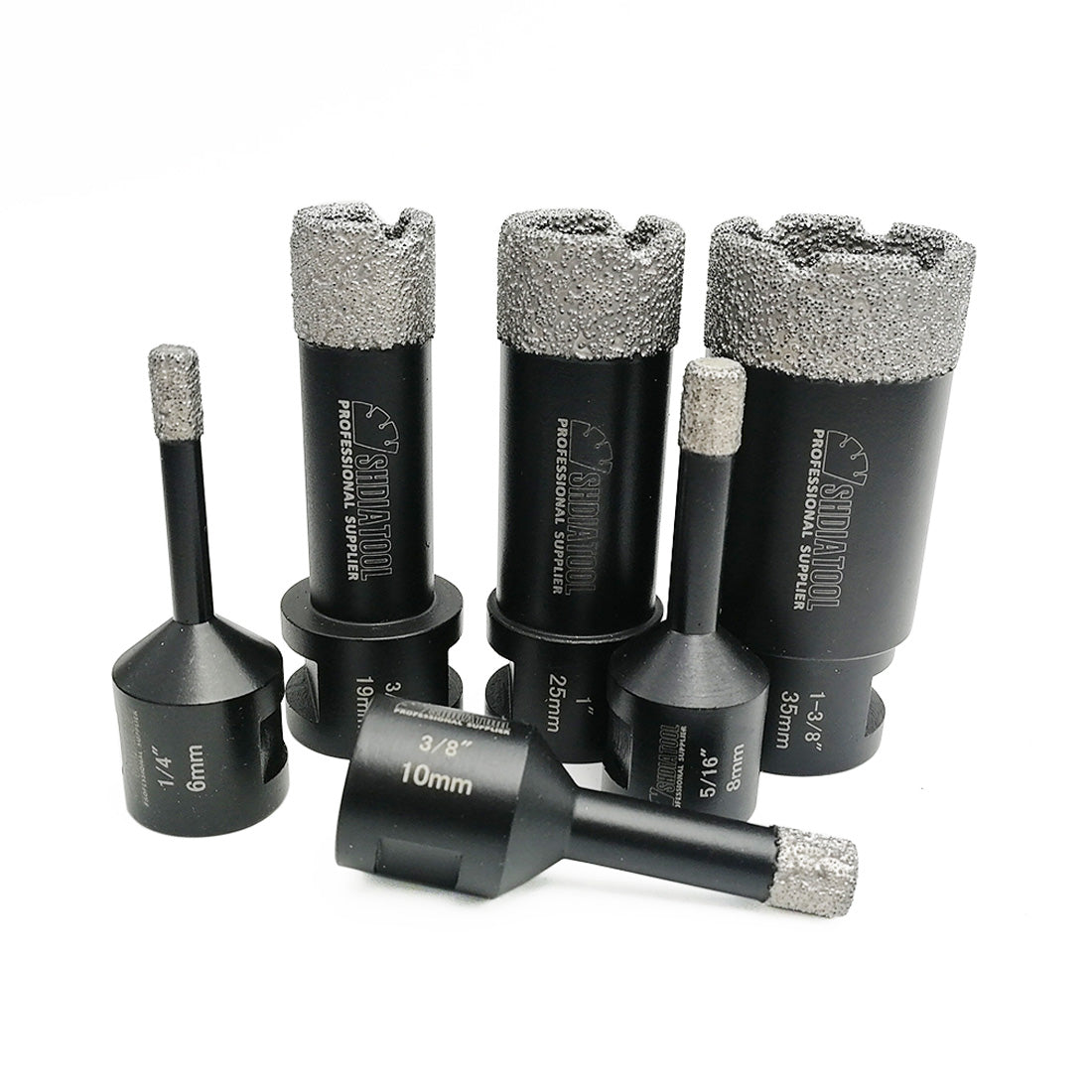 SHDIATOOL Diamond Core Drill Bits Set(6pcs) for Porcelain Tile Granite Marble 5/8-11 - SHDIATOOL