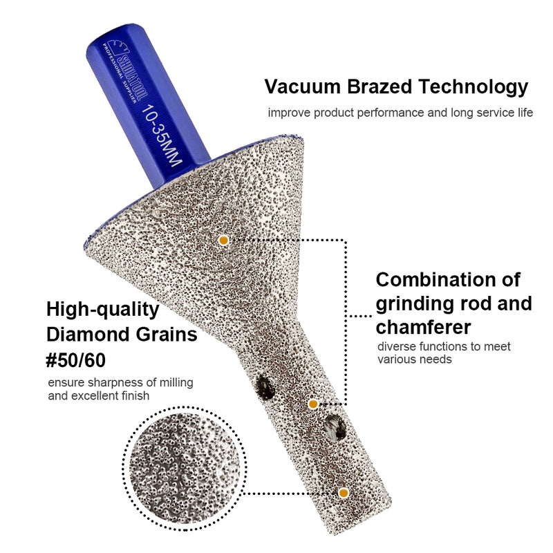 1Pcs 6 10 15mm Diameter M10 Thread Vaccum Brazed Diamond Finger Bit Milling  Cutter For Drilling Grinding Ceramic Tile Stone - AliExpress