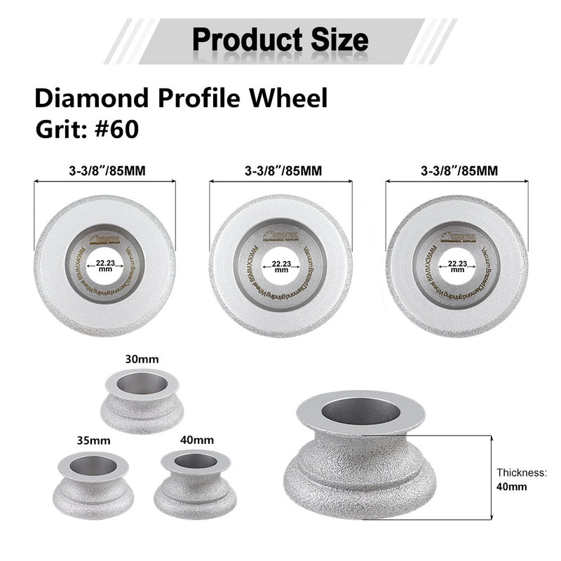 85mm Diamond Profile Wheel Grinding Wheel Milling Chamfer Edge Marble Quartz
