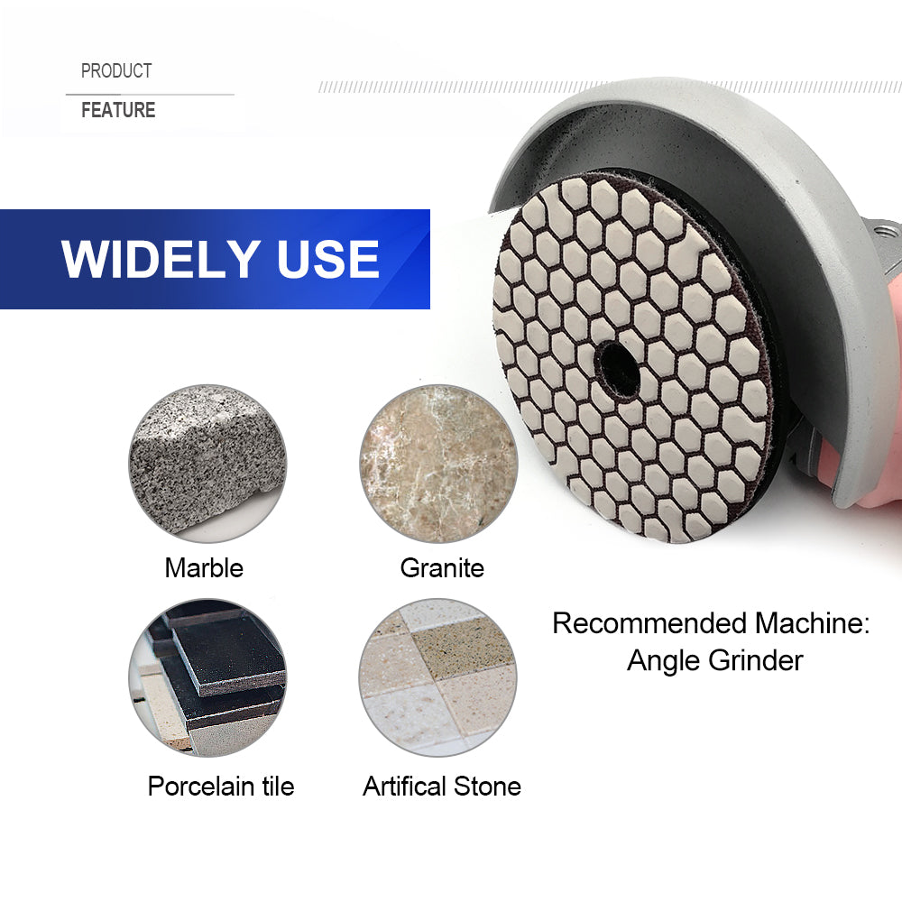 4 inch Dry Diamond Polishing Pad for Granite Marble  7pcs/set Grit 3000