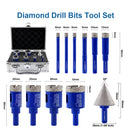 SHDIATOOL Diamond Drilling Bit Set 11pcs Dia6/6/6/8/10/12/20/25/28/32mm Core Bit+35mm Chamfer Granite Marble Masonry Hole Saw