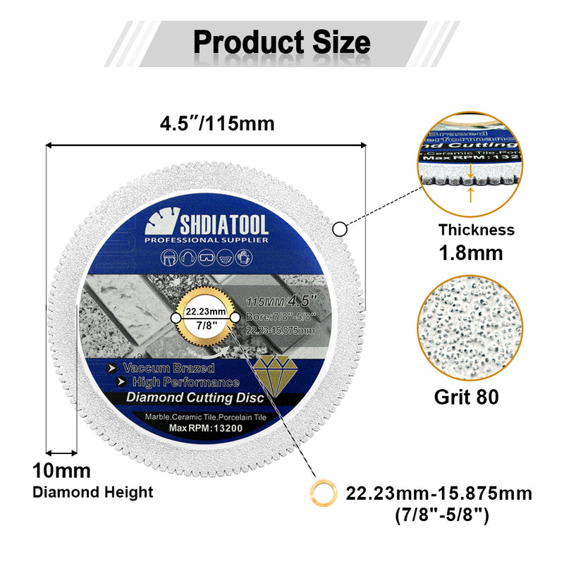 Diamond Cutting Disc 4.5"/115mm for Marble Ceramic Tile Stone Saw Blade