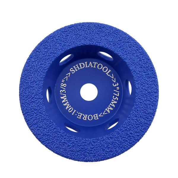 SHDIATOOL 3 inch Diamond Grinding Cup Wheel for Granite Marble Masonry Convex Bore 10mm