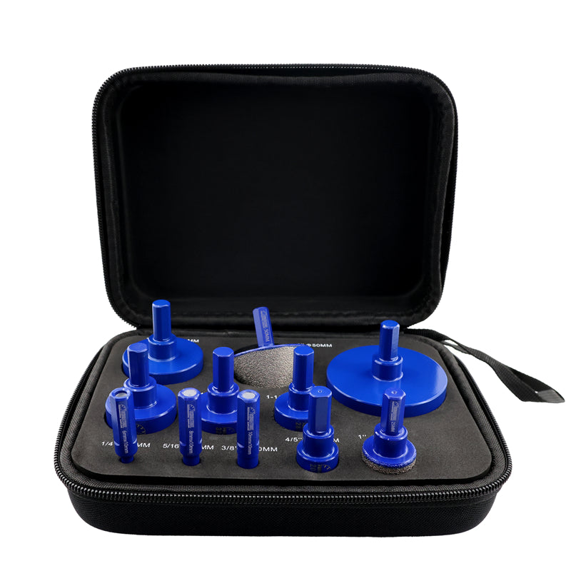 SHDIATOOL 11pcs/set 6-65mm Diamond Drill Bit with Triangular Shank for Granite Marble Porcelain Ceramic Tile Angle Grinder