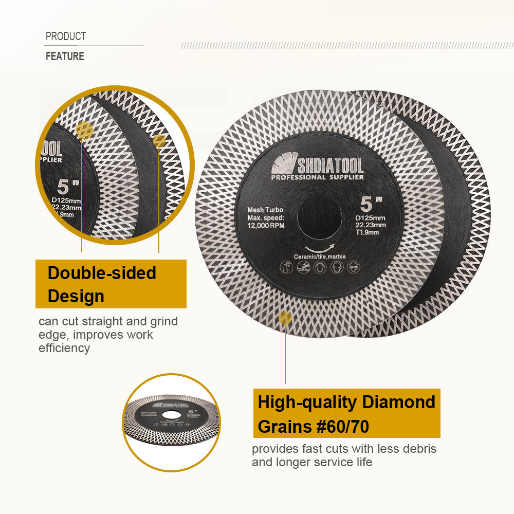 SHDIATOOL X Mesh Turbo Blade Tile Ceramic Marble Double Sided Diamond Cutting Grinding Disc US Warehouse