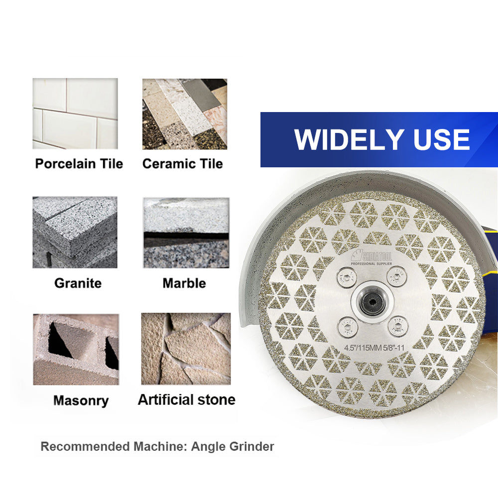 Electroplated Cutting Grinding Disc Double Side M14 or 5/8-11 Flange