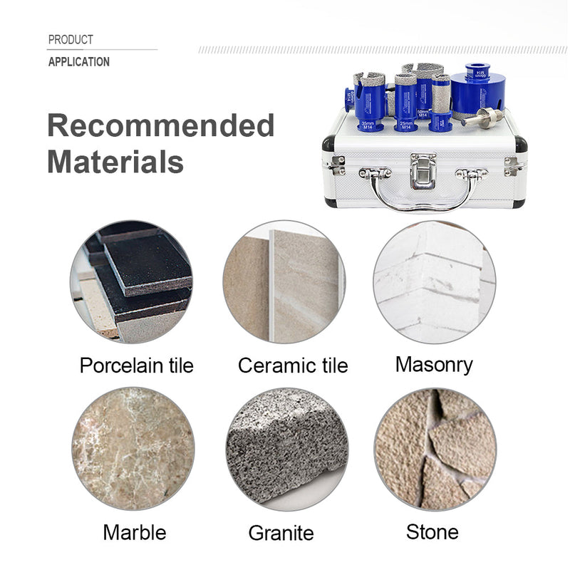 SHDIATOOL Diamond Drill Bits 7pcs/set Granite Marble Ceramic Tile M14