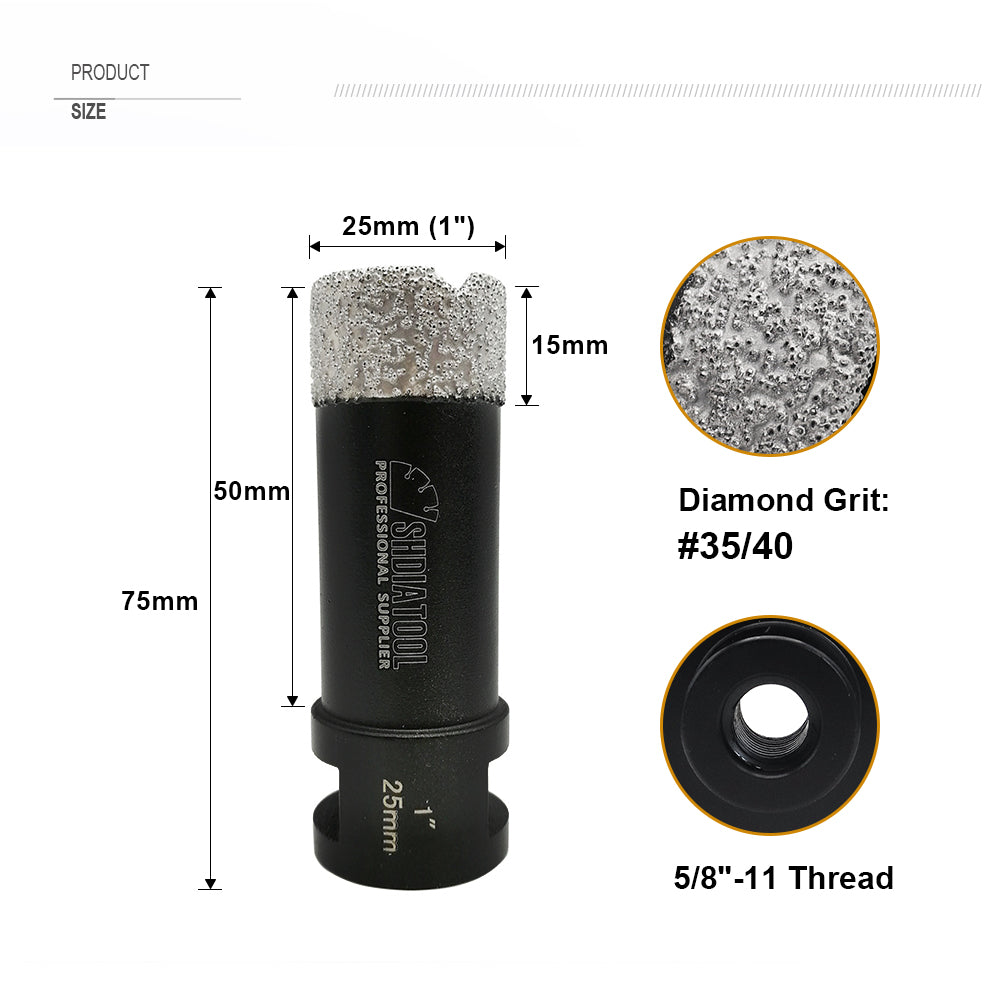 SHDIATOOL Diamond Core Drill Bit 6-38mm Porcelain Marble Brick Hole Saw 5/8-11