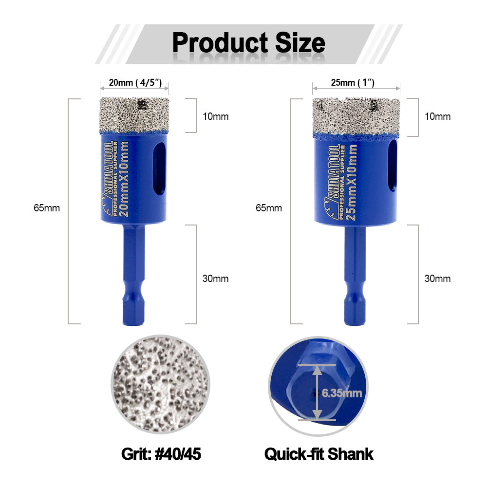 Diamond Drilling Core Bit 20/25mm Granite Marble Ceramic Masonry  Quick-fit Shank