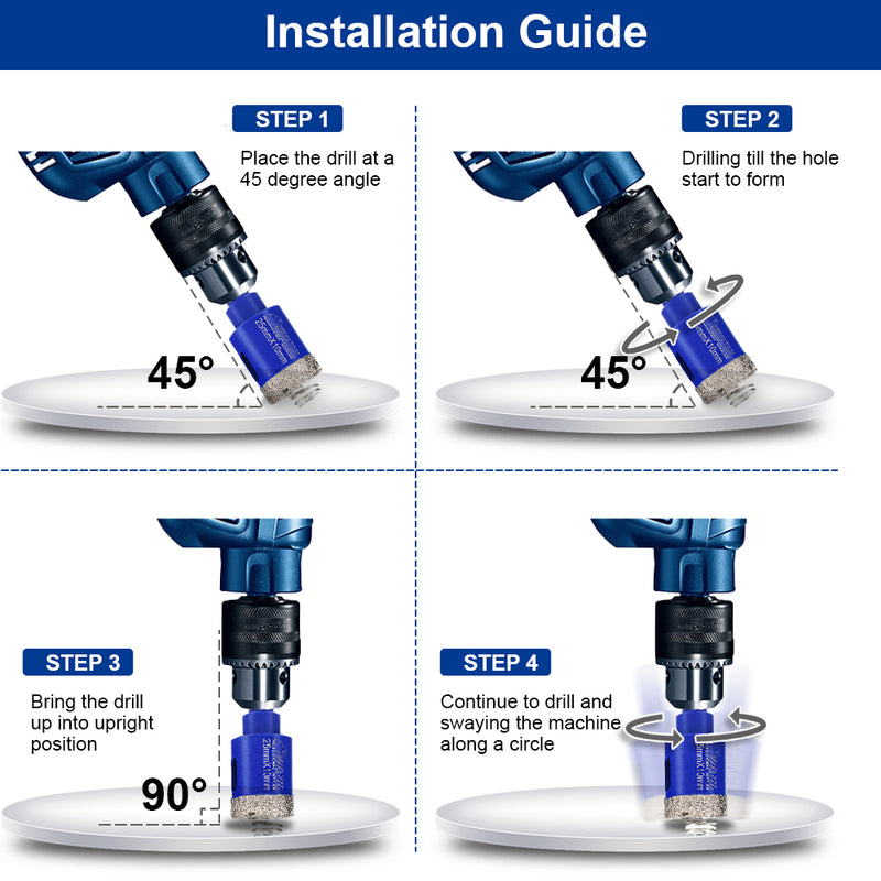 SHDIATOOL 20-100MM Diamond Triangle Shank Drill Core Bits with Spring Ceramic Tile Porcelain Tile Ceramic Granite Marble