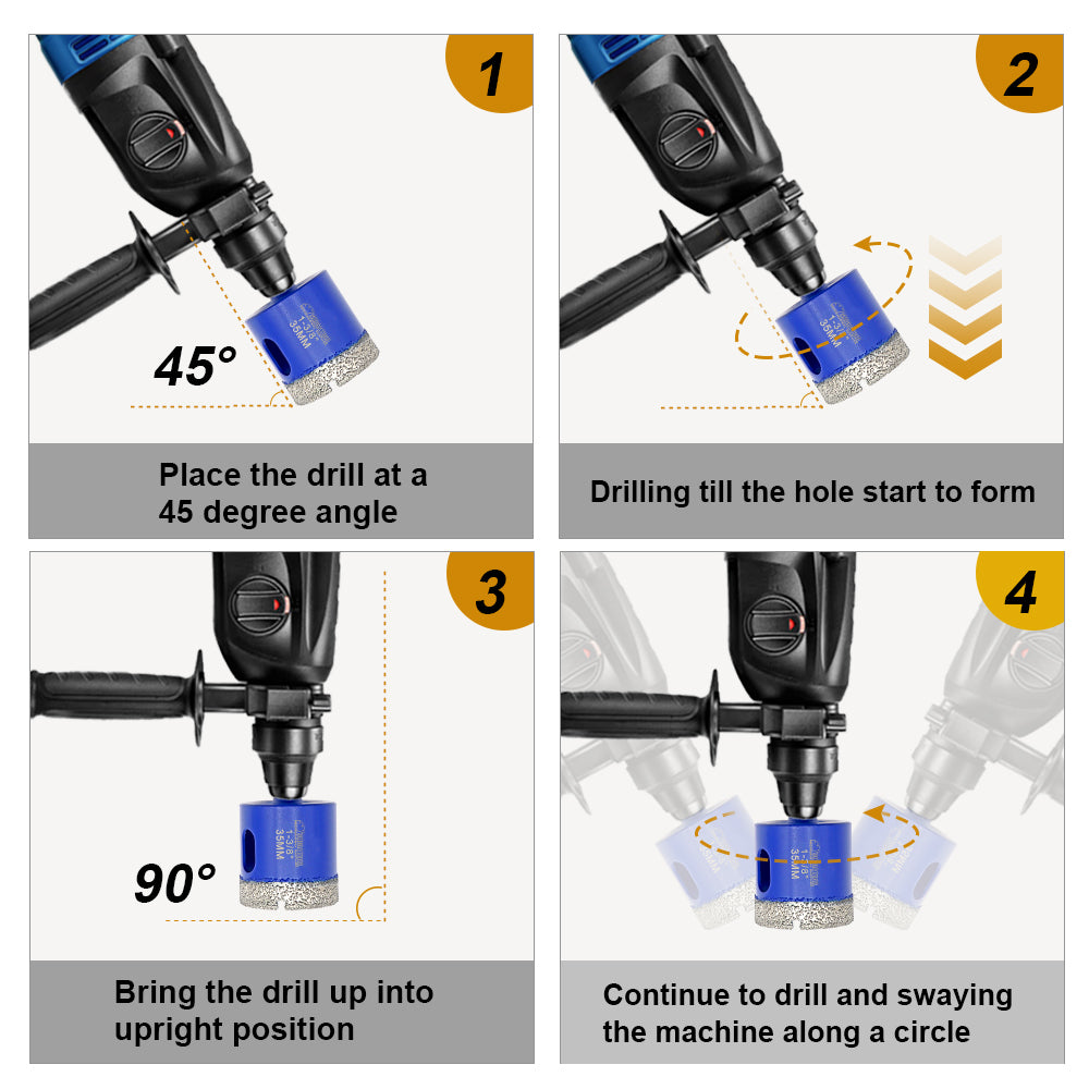 SHDIATOOL Diamond Drill Bit 1/2/5pcs Dia 35mm Granite Marble Ceramic Vacuum brazing Core Bit SDS PLUS Shank