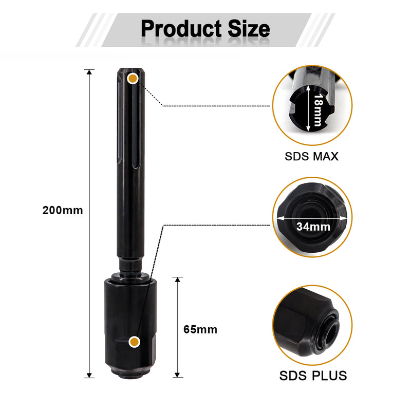 SHDIATOOL SDS Plus To SDS Max Chuck Adapter 1pc/2pcs Connecting Power Accessories Drill Bits Converter Hammer Good Quality Steel