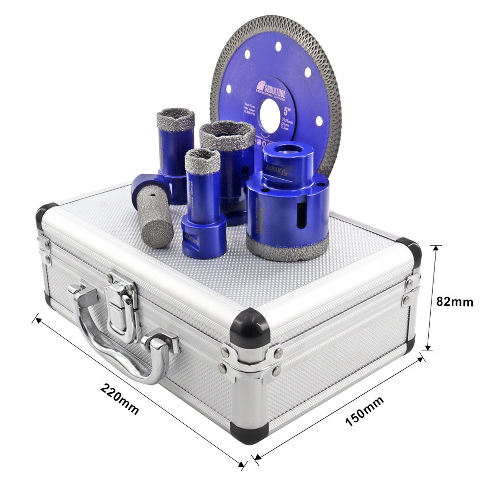 Diamond Drill Core Bits Set M14 Thread for Granite Ceramic Porcelain Tile 6pcs/Box - SHDIATOOL