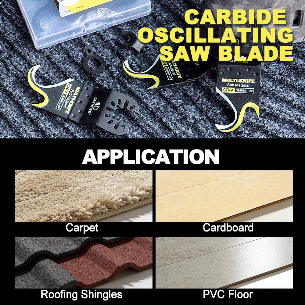 DARTOTEK 5pcs Oscillating Knife Blade All-Purpose Multitool Saw Blade for Cutting Carpet Cardboard Roofing Shingles