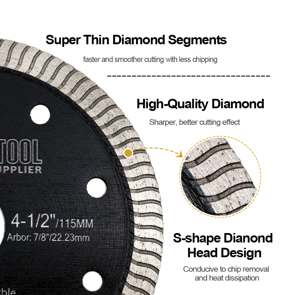 Turbo Saw Blade 5pcs 4.5" 5" Ceramic Marble Tile Granite Superthin Cutting Disc