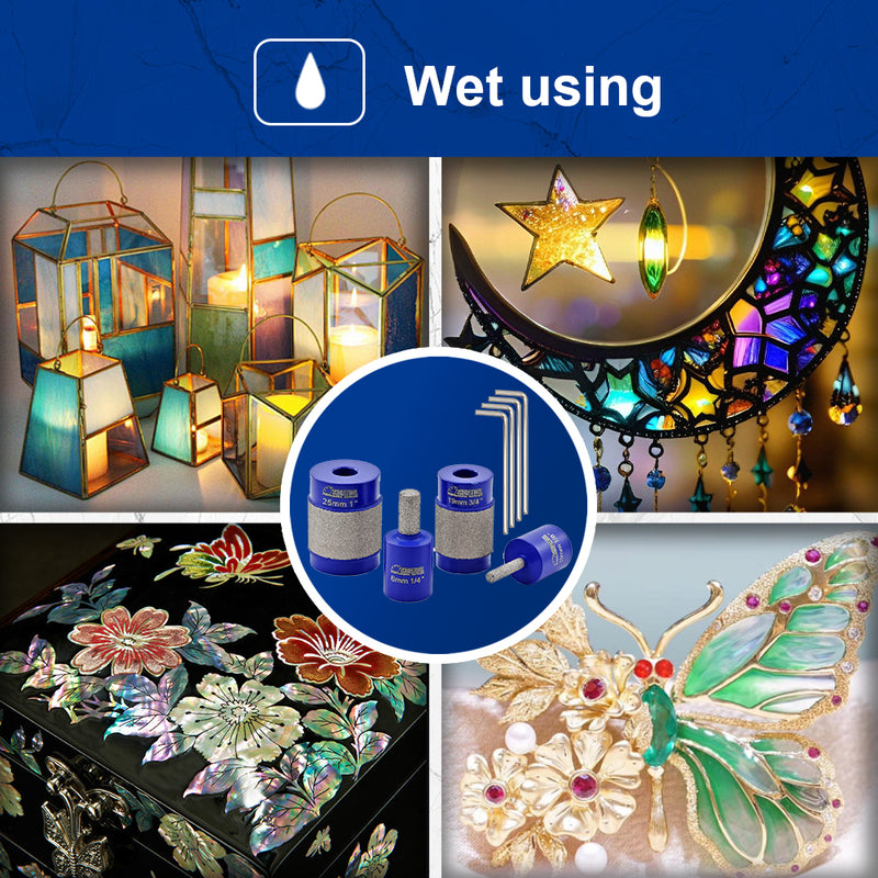 SHDIATOOL 3pcs/set Diamond Glass Grinder Bits for Stained Glass Grinder Heads