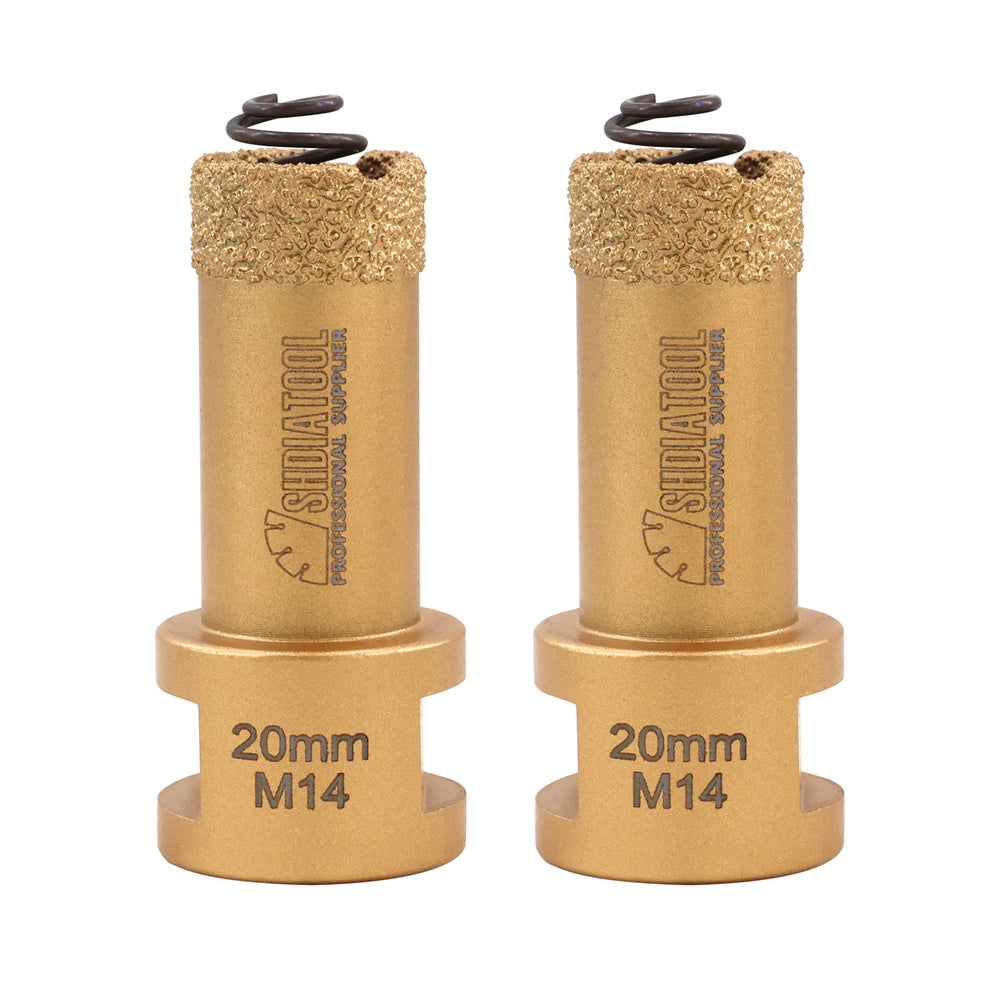 SHDIATOOL 1/2/3pcs Diamond Drill Bits 20/25/35/50mm Spring Core Bits for Porcelain Ceramic Granite Marble Hole Saw M14 Thread