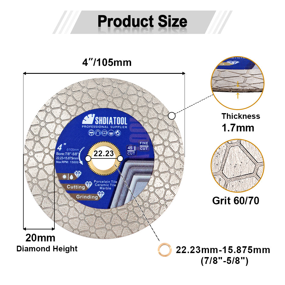 Saw Blade 4" Triangle Cutting Grinding for Marble Granite Stone Bore or Flange