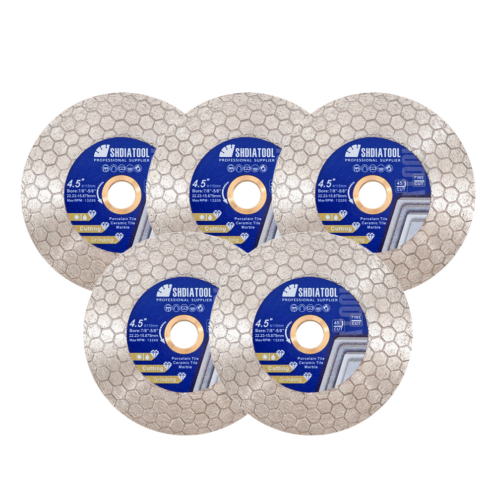 SHDIATOOL Saw Blade 5pcs 4/4.5/5 Inchs Cutting Grinding Ceramic Granite Marble