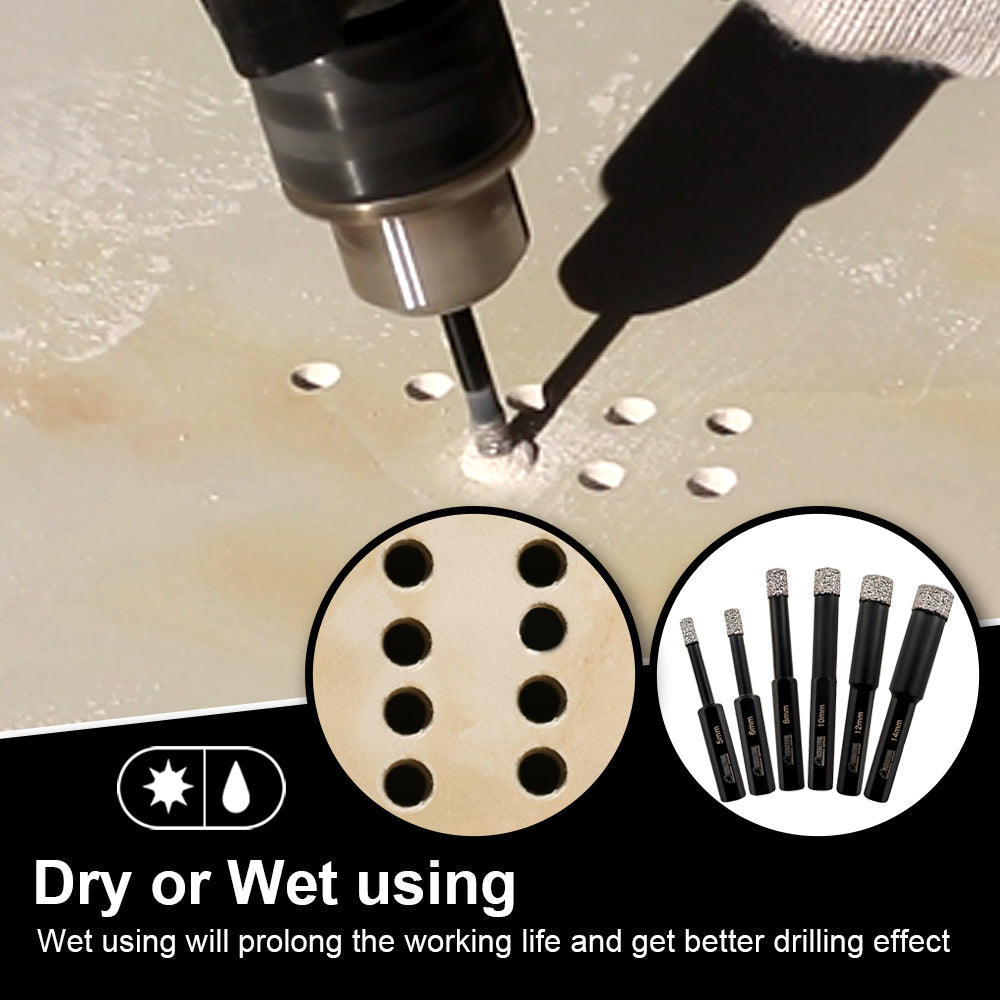 Diamond Drilling Bits 5pcs Ceramic Granite Marble Core Bit Hole Saw Hexagon Shank