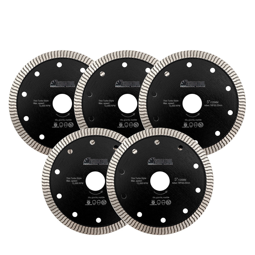 Turbo Saw Blade 5pcs 4.5" 5" Ceramic Marble Tile Granite Superthin Cutting Disc