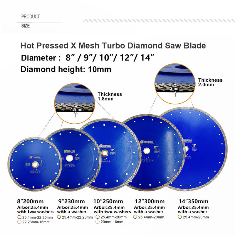 SHDIATOOL Diamond Saw Blade Cutting Porcelain Tile Ceramic Granite Marble 4 "4.5" 5" 10" - SHDIATOOL
