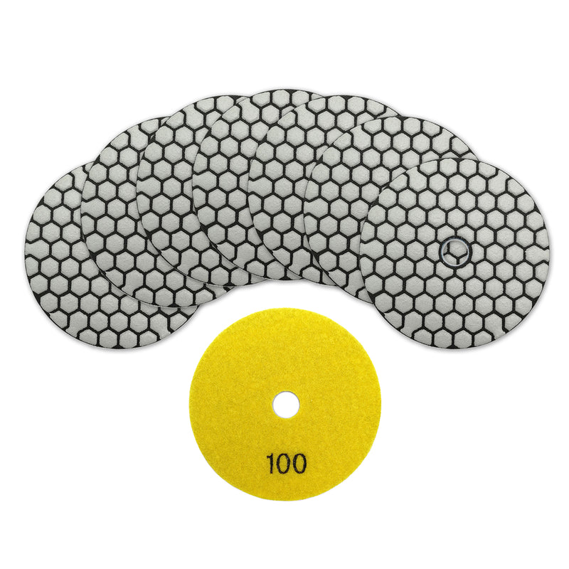 SHDIATOOL 8pcs/set 4 inch Dry Diamond Polishing Pad for Granite Marble