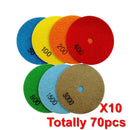 4 in. Dry Diamond Polishing Pad for Granite Marble SHDIATOOL 10sets Mixed Grits Totally 70pcs - DIATOOL