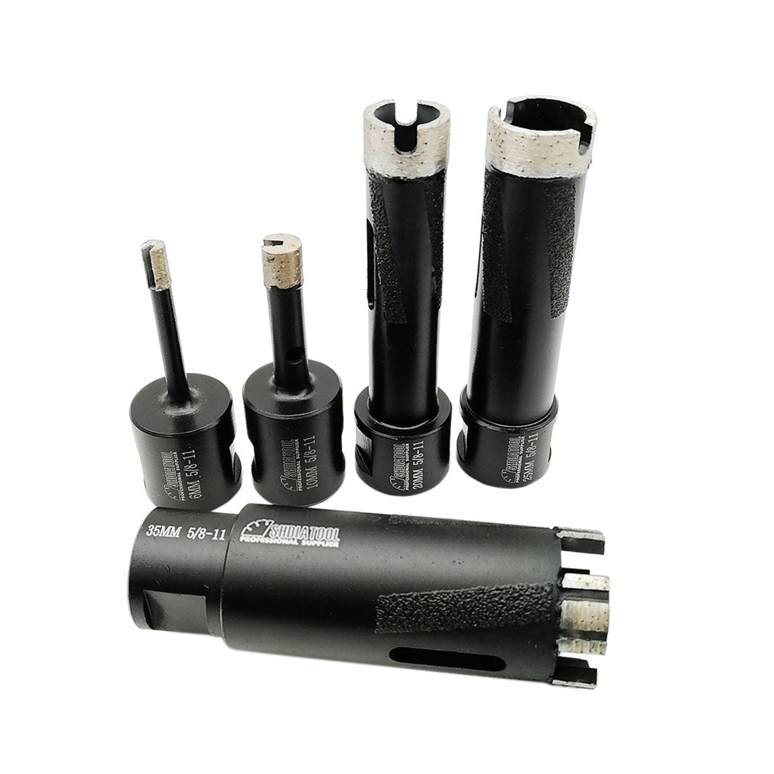 5pcs/set SHDIATOOL Diamond Core Drill Bits for Hard Stone Concrete Marble Granite Brick Laser Welded Dry Diamond Hole Saws 5/8-11 thread - DIATOOL