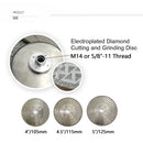 SHDIATOOL Electroplated Diamond Cutting & Grinding Disc Single Side Coated with M14 or 5/8-11 Flange for Granite Marble - SHDIATOOL