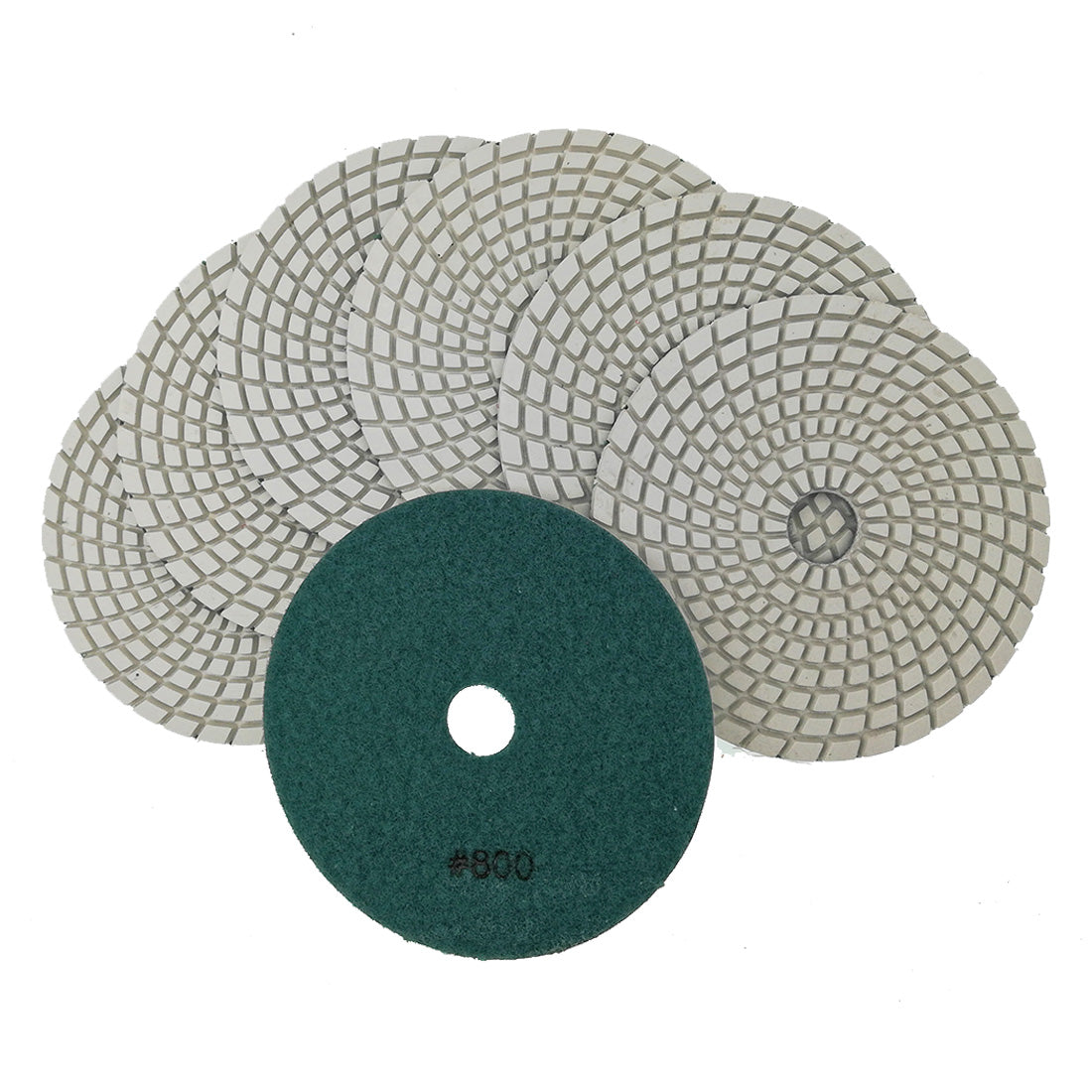 SHDIATOOL 5" Diamond Polishing Pads White Resin Bond for Marble Granite Wet Diamond Sanding Disc Pack of 6pcs or 7pcs - SHDIATOOL