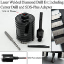 Diamond Core Drill Bit Including Center Drill and SDS-Plus or Hex Adapter for Brick Concrete Block wall Masonry Diameter 68/82mm 5/8-11 or M16 thread - DIATOOL