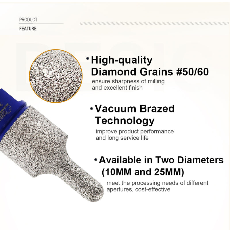SHDIATOOL Diamond Milling Finger Bits Dia 10mmx25mm for Enlarge Hole Special-shaped in Marble Masonry Tile - SHDIATOOL