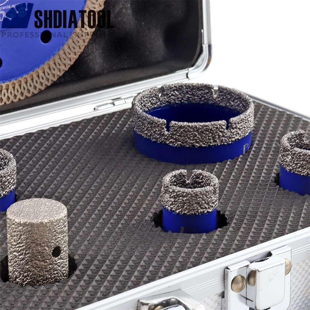 SHDIATOOL Diamond Drill Core Bits Set with Box M14 Thread for Granite Marble Ceramic Porcelain Tile 6pcs/Box Dia 20/25/35/50mm+20mm Finger Bit+125mm Saw Blade - SHDIATOOL