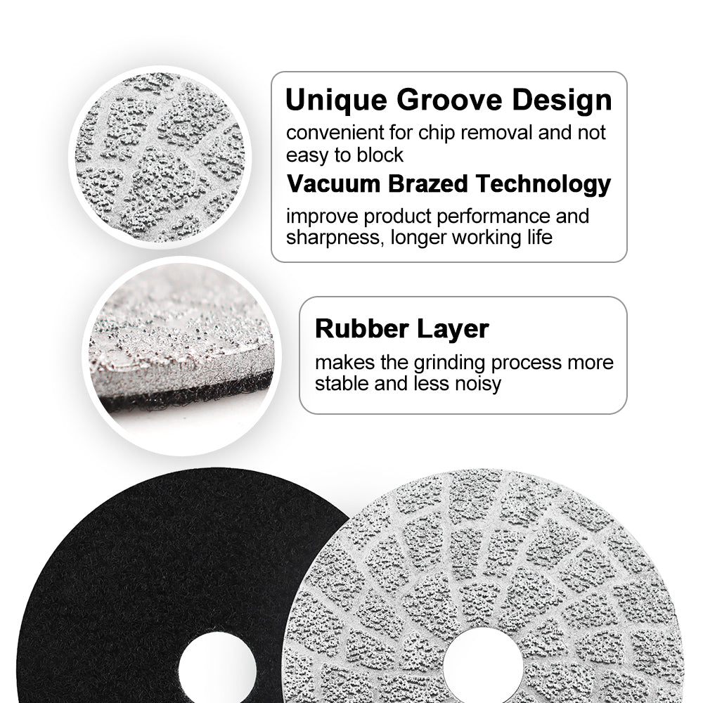 SHDIATOOL 4 Inch Vacuum Brazed Diamond Grinding Disc for Marble Concrete Granite Grit 30/50 - SHDIATOOL