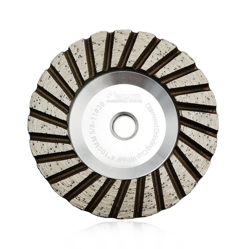 SHDIATOOL 4 Inch Diamond Turbo Cup Wheel 5/8 Inch x 11 Threads Aluminum Body - DIATOOL